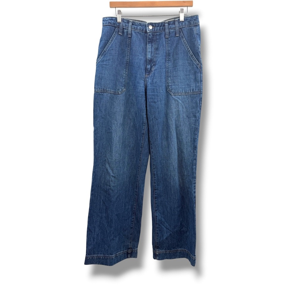 Universal‎ Thread High Rise Wide Leg Jeans Womens 10 Long Medium Wash Utility